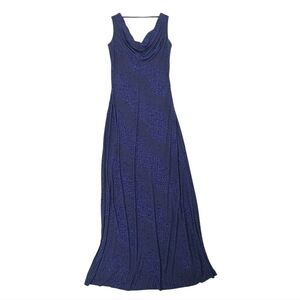 Calvin Klein Navy Sparkle Sleeveless Drape Gown Size 4